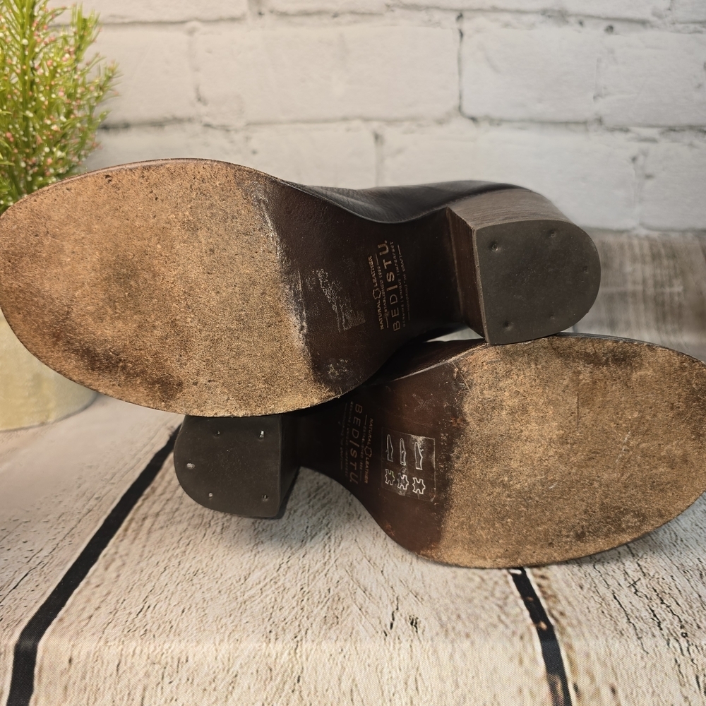 BED STU ONSET BROWN PEEP TOES DRESS BOOTS BOOTIES BOHO STACKED HEEL SIZE 7 - Picture 10 of 13